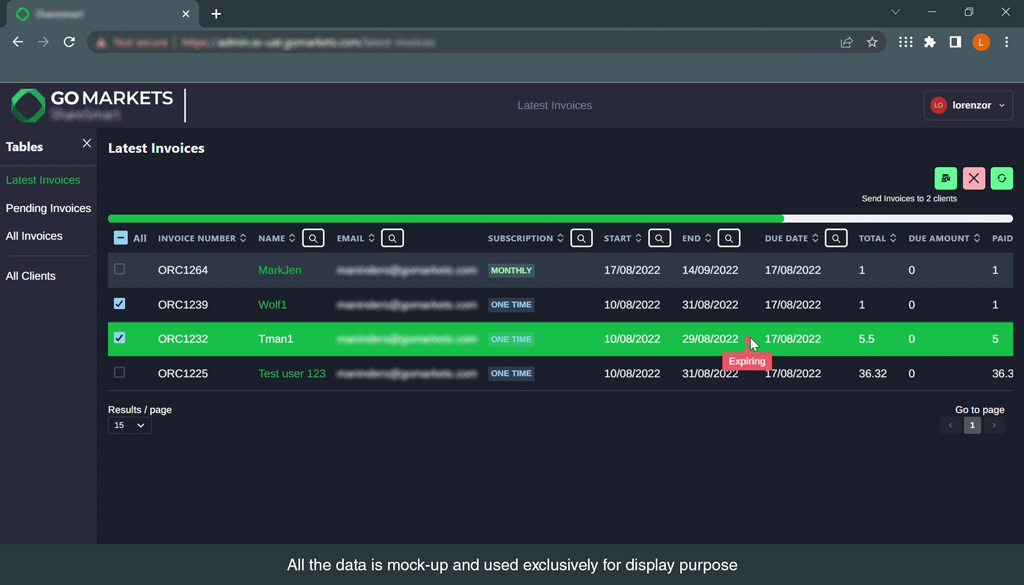 GoMarkets Invoicing Tool