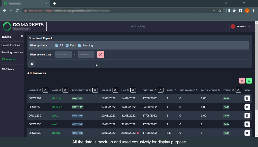 GoMarkets Invoicing Tool