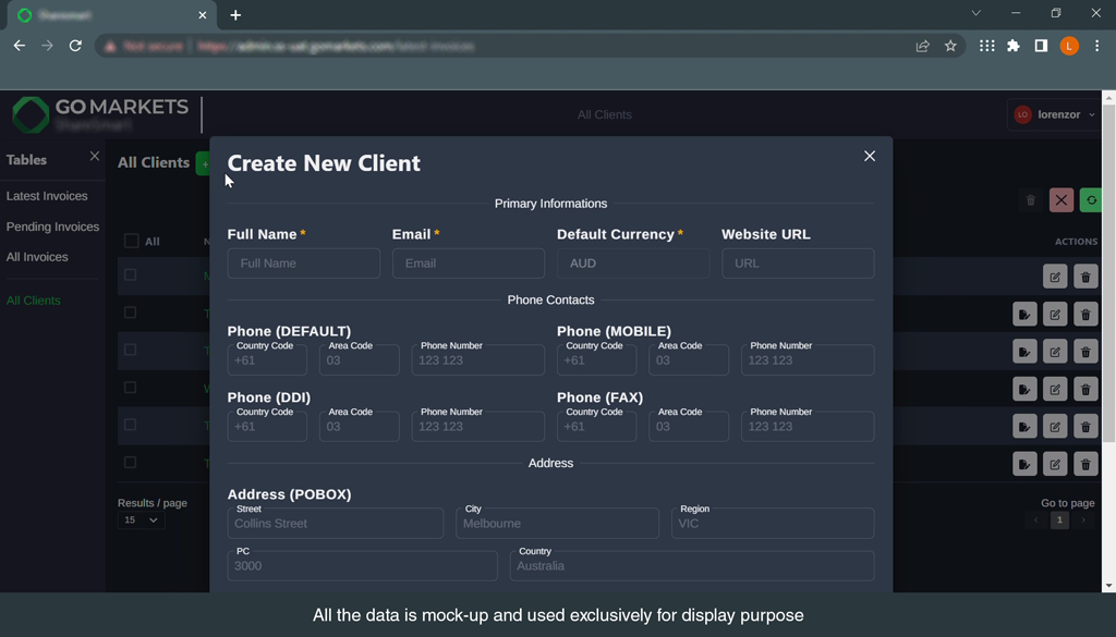 GoMarkets Invoicing Tool